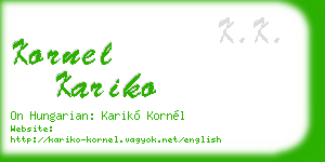 kornel kariko business card